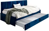 Łóżka dla dzieci i młodzieży - Łóżko młodzieżowe SORA 2 90x200 granatowe z tapicerowanym panelem i szufladą MKPOL - miniaturka - grafika 1