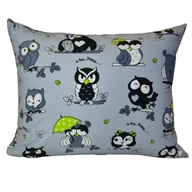 Pościel dla dzieci - Poszewka Dziecięca 50x70 Bawełniana Szalone Sowy Zielone Na Szarym Wysoka Jakość Polski Producent - miniaturka - grafika 1