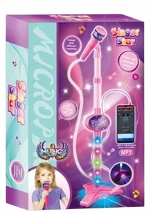 MIKROFON ZE STATYWEM NA BATERIE EFEKTY ŚWIETLNE - Instrumenty muzyczne dla dzieci - miniaturka - grafika 1