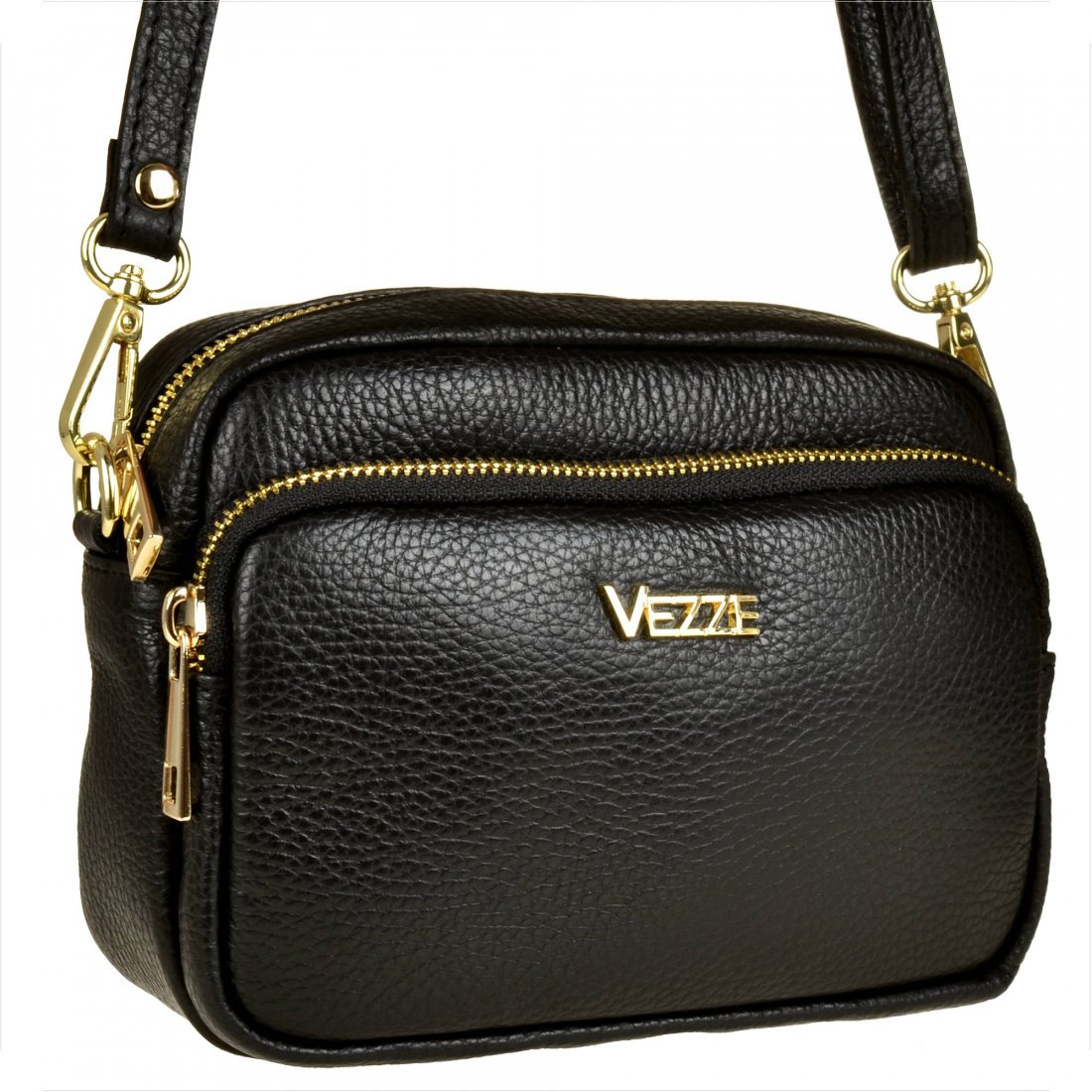 VEZZE mała skórzana listonoszka czarna