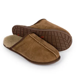 Kapcie Męskie Pantofle męskie skórzane wełna r,41 - Kapcie męskie - miniaturka - grafika 1