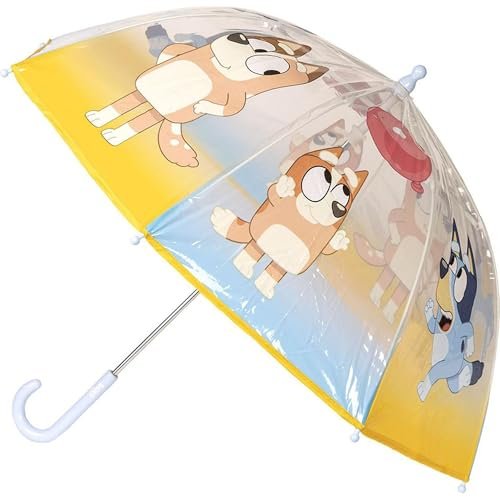 CERDÁ LIFE'S LITTLE MOMENTS Bluey parasol dla dzieci, kolorowy i wesoły design – wiatroszczelny parasol dla dzieci z bezpiecznym otwieraniem i ergonomicznym uchwytem, niebieski, standardowy, Bluey