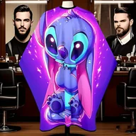 Peleryny fryzjerskie - TEMU 1 szt. Peleryna i Fartuch Fryzjerski z Motywem Disney'ego Stich'a - Żywy Niebiesko-Różowy Wzór, Profesjonalny Pelerynka do Strzyżenia dla - miniaturka - grafika 1