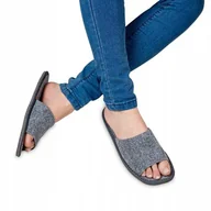 Kapcie damskie - Filcowe Kapcie Damskie Szare Klapki Domowe Polskie 38 - miniaturka - grafika 1