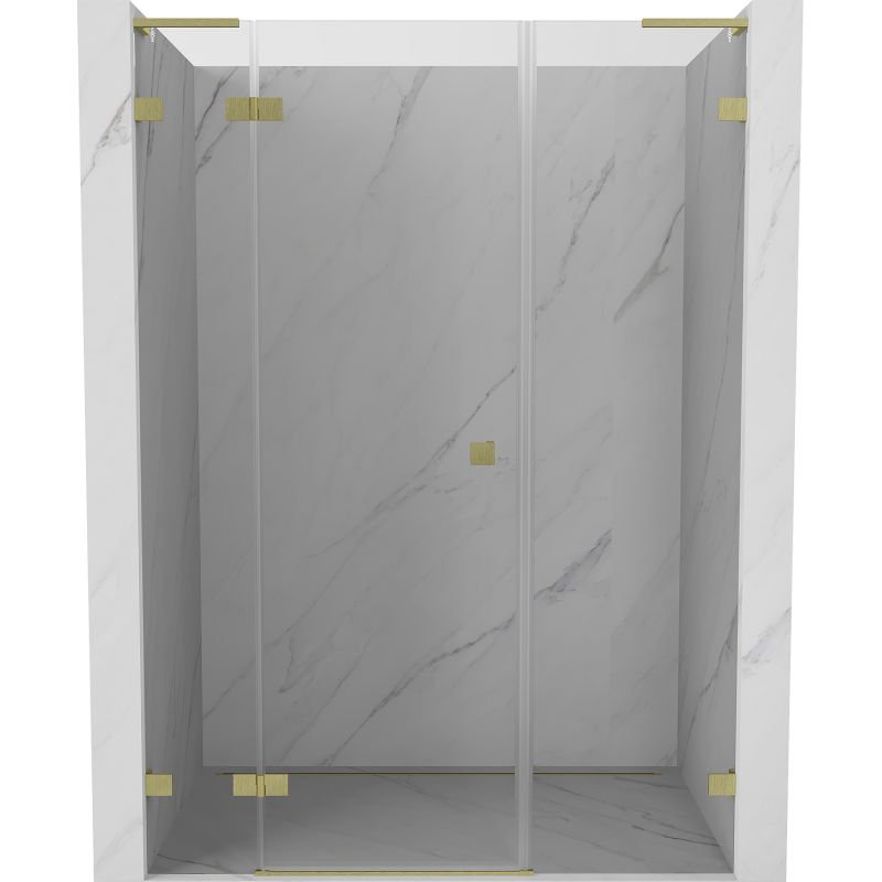 Mexen Lunar L drzwi prysznicowe uchylne lewe 140 cm, transparent, złote szczotkowane - 834SL-140-050-55-00-L