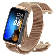 Akcesoria do zegarków - Pasek opaska do Huawei Band 8 / Band 9 metalowy (Różowo-Złoty) - miniaturka - grafika 1