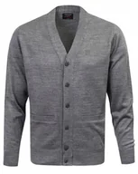 Swetry męskie - SWETER Męski ROZPINANY Kardigan na Guziki CIEMNOSZARY melanż XXL Pako Jeans - miniaturka - grafika 1