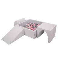 Suche baseny - Piankowy plac zabaw KiddyMoon z kwadratowym basenem do gry w piłkę (300 piłek ∅ 7 cm/2,75 cala) z miękkimi przeszkodami i basenem z piłkami, certyfi.. - miniaturka - grafika 1