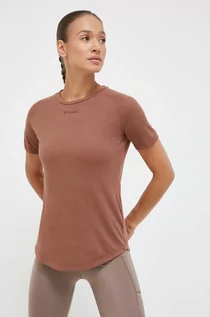 Koszulki sportowe damskie - Hummel t-shirt treningowy Vanja kolor brązowy - grafika 1