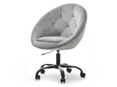 Fotele i krzesła biurowe - Fotel Biurowy Z Niskim Oparciem Lounge 4 Szary Velvet - Czarna Noga - miniaturka - grafika 1