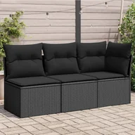 Sofy ogrodowe - Sofa ogrodowa z poduszkami, 3-osobowa, czarna, polirattan Lumarko! - miniaturka - grafika 1