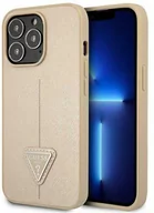 Etui i futerały do telefonów - Guess GUHCP14XPSATLE iPhone 14 Pro Max 6,7" beżowy/beige hardcase SaffianoTriangle Logo - miniaturka - grafika 1