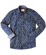 Koszule męskie - Joe Browns Męska koszula letnia z długim rękawem zapinana na guziki, niebieska, S, Granatowy/żółty, S - miniaturka - grafika 1