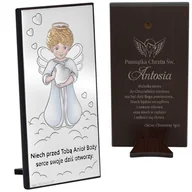 Dewocjonalia - Posrebrzany Obrazek na chrzest / z Aniołkiem / Pamiątka chrztu / Własny grawer - miniaturka - grafika 1