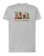 Koszulki i topy damskie - Koszulka Świąteczna Kotki Wesołych Świąt Super Prezent Szary melanż L - miniaturka - grafika 1