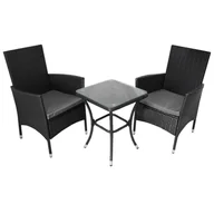 Meble ogrodowe - Zestaw Bistro Rattan Jardí czarny - miniaturka - grafika 1