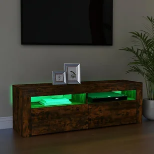 Lumarko Szafka pod TV z oświetleniem LED, przydymiony dąb, 120x35x40 cm - Szafki RTV - miniaturka - grafika 11