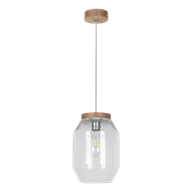 Lampy sufitowe - Britop Skandynawska LAMPA wisząca VASO 169110174 loftowa OPRAWA szklany słoik zwis przezroczysty drewno przezroczysty drewno - miniaturka - grafika 1