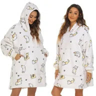 Koce - KOC BLUZA KOCOBLUZA OVERSIZE CIEPŁA GRUBA 2w1 XXL KOTY FUTRZAK Z KAPTUREM - miniaturka - grafika 1