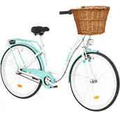 Rowery - Rower miejski INDIANA Moena A3B 28 cali damski Biało-lazurowy + Koszyk wiklinowy na rower VÖGEL VKS-502 Stylowy - miniaturka - grafika 1