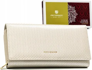 Peterson Skórzany damski portfel Peterson PTN 42100-SBR-BE NoSize - Portfele - miniaturka - grafika 1