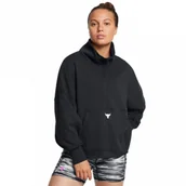 Bluzy damskie - Damska bluza treningowa bez kaptura Under Armour Project Rock W Half Zip Pullover - czarna - miniaturka - grafika 1