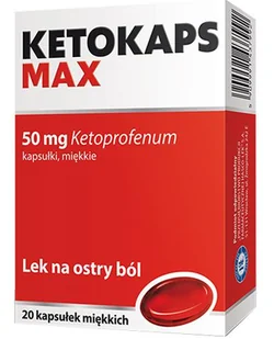 Hasco-Lek PRZEDSIĘBIORSTWO PRODUKCJI FARMACEUTYCZNEJ L Ketokaps Max 50 mg 20 kapsułek 3768722 - Leki przeciwbólowe - miniaturka - grafika 1