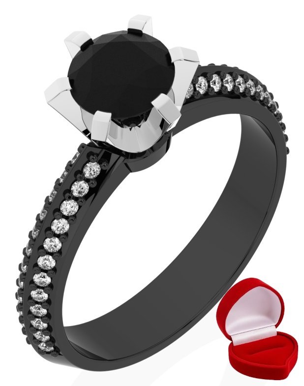 ZŁOTY PIERŚCIONEK ZARĘCZYNOWY 585 14k BRYLANT CZ. 0,70 ct CZARNE ZŁOTO R8