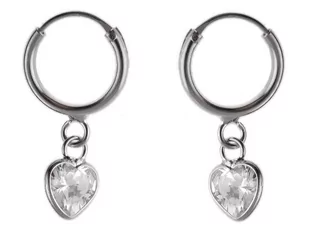 KOLCZYKI SREBRNE KÓŁKA Z PRZYWIESZKĄ SERCE K2609 - 1,4g. - Kolczyki - miniaturka - grafika 1