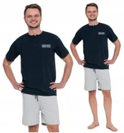 Piżamy damskie - Piżama Wygodna Męska T-Shirt na Krótki Rękaw Szorty Bawełniana MORAJ XXL - miniaturka - grafika 1