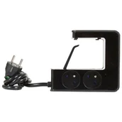 Listwy zasilające - Przedłużacz klip 4x2P+Z +2USB Czarny 1,5m - miniaturka - grafika 1