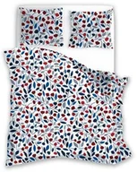 Pościel - Faro Pościel z mikrofibry 140x200 Harmony 6 kwiaty liście biała granatowa czerwona z jedną poszewką 70x90 - miniaturka - grafika 1