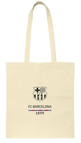 Safta F.C. BARCELONA - Torebka typu tote, torba damska, torba na ramię, wygodna i wszechstronna, jakość i wytrzymałość, 38x42 cm, naturalny kolor beżowy, Beżowa, Estándar, Casual