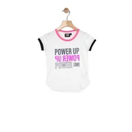 Odzież sportowa dziecięca - Dziewczęcy T-shirt z krótkim rękawem Power Up i kontrastowymi krawędziami - miniaturka - grafika 1