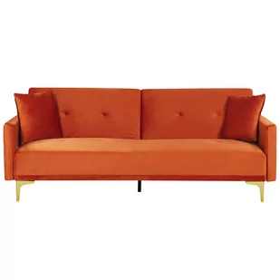 Shumee Shumee Sofa rozkładana welurowa pomarańczowa LUCAN 289598 - Sofy i kanapy Shumee Shumee Sofa rozkładana welurowa pomarańczowa LUCAN 289598 - Sofy i kanapy - miniaturka - grafika 1