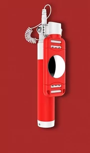 DEVIA DEVIA SelfieStick przewodowy 360 czerwony - Selfie stick - miniaturka - grafika 1