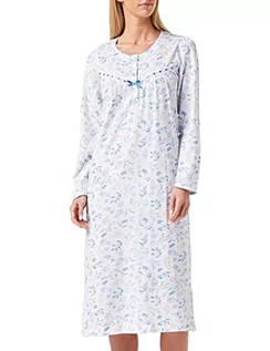 Piżamy damskie - Marlon Damska koszula nocna Lois z długim rękawem z bawełny Jersey, NIEBIESKI, 50-52 - grafika 1