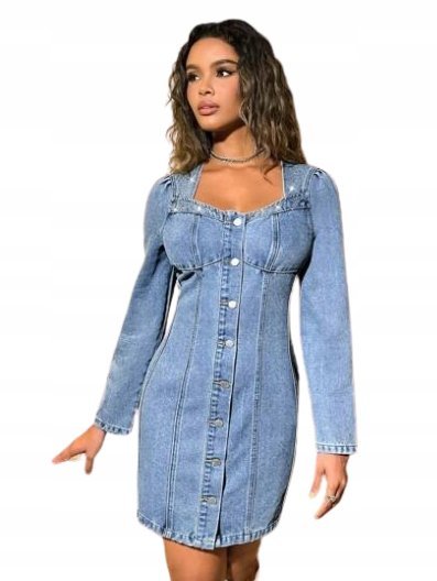 SHEIN SUKIENKA JEANSOWA NIEBIESKA MIDI 38 ŁRP