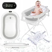 Wanienki dla dzieci - PRIMABOBO Wanienka składana PREMIUM ZE STOJAKIEM wanna dla dziecka PODUSZKA - miniaturka - grafika 1