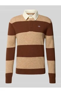 Sweter z dzianiny z wyhaftowanym logo - Gant - Swetry męskie - miniaturka - grafika 1