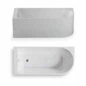 Wanny - CORCIANO Wanna wolnostojąca przyścienna NAROŻNA PULA LEWA 160 x 75 cm biała system przelewowy AKCESORIA BIAŁE - miniaturka - grafika 1