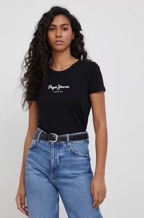 Koszulki i topy damskie - Pepe Jeans t-shirt damski kolor czarny - grafika 1