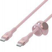 Kable USB - Belkin USB-C USB-C Braided Silicone 1m Pink - miniaturka - grafika 1