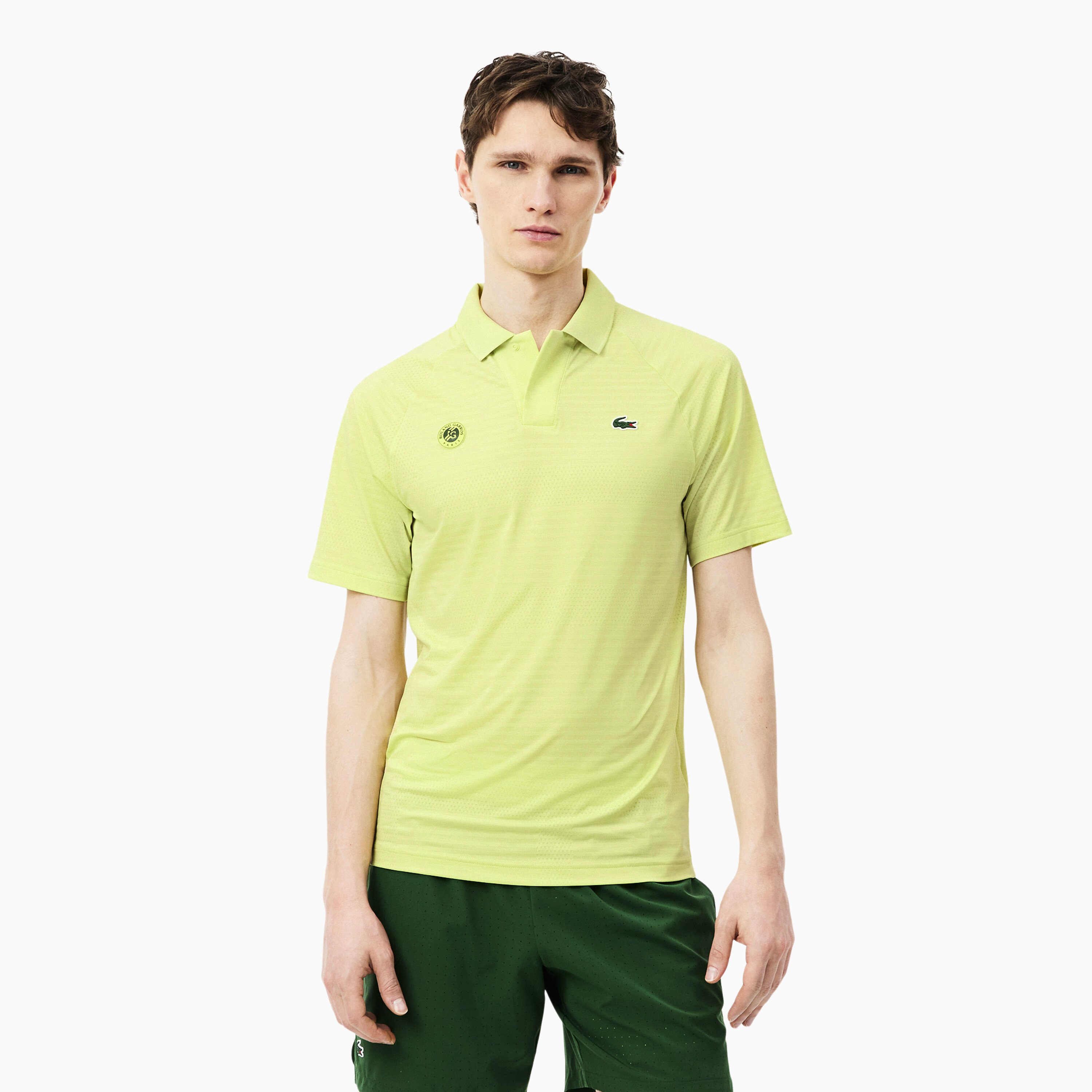 Koszulka męska Lacoste Roland Garros Performance Short Sleeved Ribbed Collar Shirt Sencha XXL