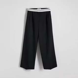 Spodnie damskie - Reserved - Spodnie z szeroką nogawką - Czarny - grafika 1