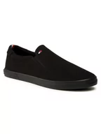 Trampki męskie - Tommy Hilfiger Tenisówki Iconic Slip On Sneaker FM0FM00597 Czarny - miniaturka - grafika 1