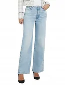 Spodnie damskie - Guess Spodnie Jeansowe Damskie Niebieskie Z Haftem Proste Długie 27 Gna - miniaturka - grafika 1