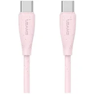 Kable USB - Kabel USB-C - USB-C USAMS Green Series SJ716 60W 1 m Różowy - miniaturka - grafika 1