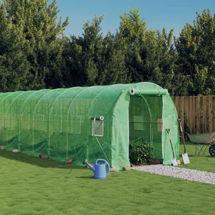 vidaXL Szklarnia ze stalową ramą, zielona, 16 m², 8x2x2 m - Szklarnie ogrodowe - miniaturka - grafika 1