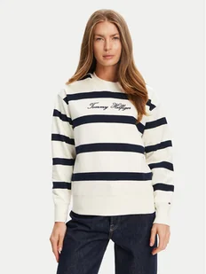 Tommy Hilfiger Bluza Script WW0WW45743 Écru Regular Fit - Bluzy damskie - miniaturka - grafika 1